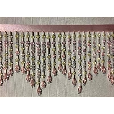 Iridescent Crystal Beaded Fringe Trim - 5.5 Inch Mint Pink Blue Upholstery Drapery