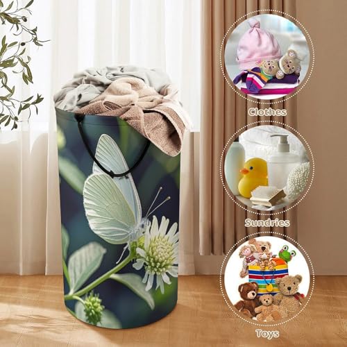 Panier à linge pliable gain de place blanc pour organiser placards et linges