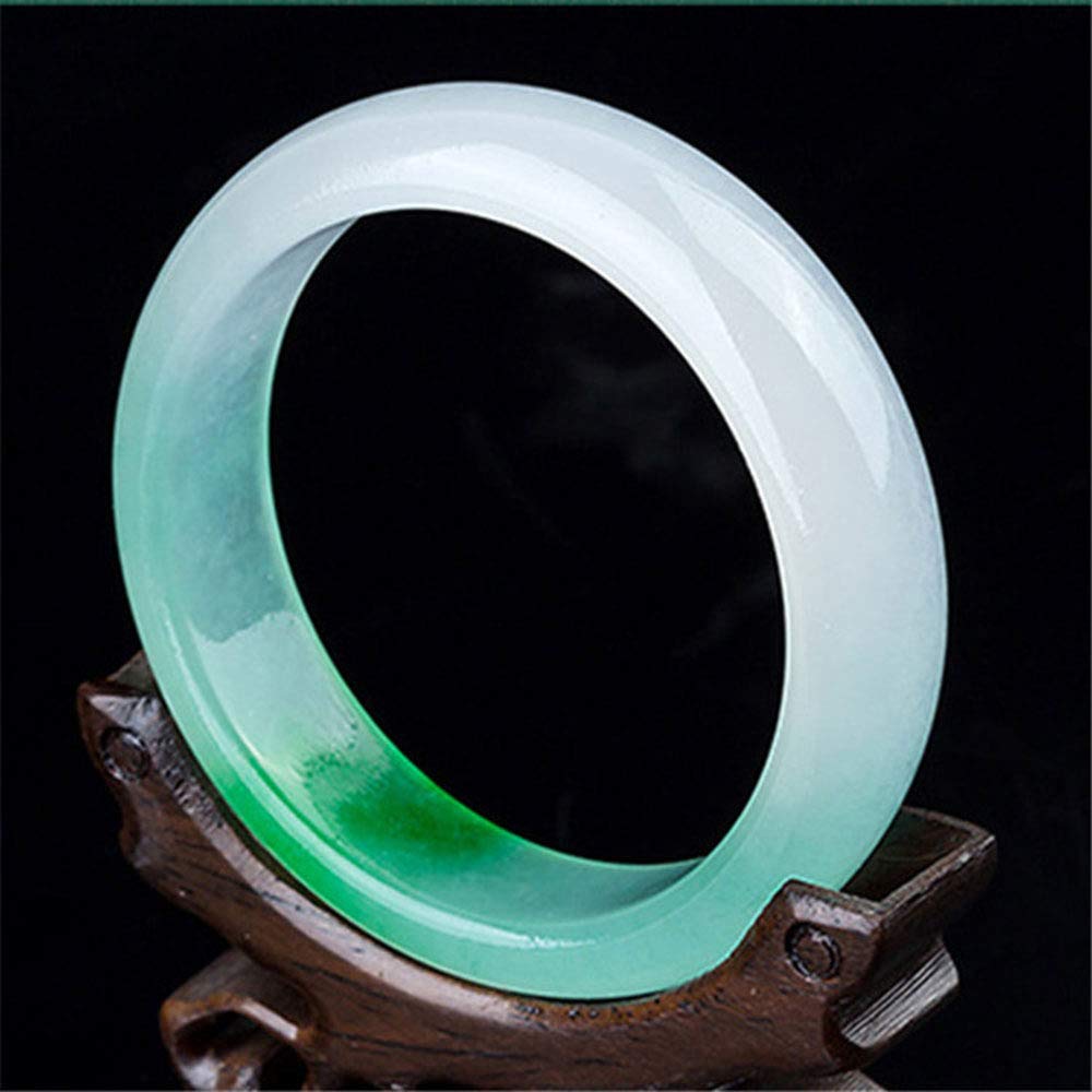 Bracciale Giada, Braccialetto di Giada Verde, Braccialetto Giada di Giada a Fiori Verde Naturale di Livello A Bracciale Giada Giada ghiacciata con Scatola, 58 mm