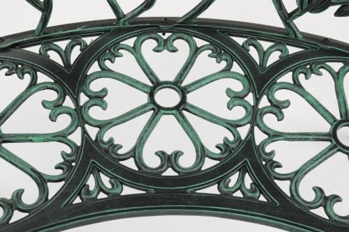 Bonnlo Gartenbank Metall Aluminium Rose, wetterfeste Sitzbank für 2 Sitzer, antike Sitzbank mit Rückenlehne, Bänke für Terrase, Balkon, Garten, Hof, antike Grün