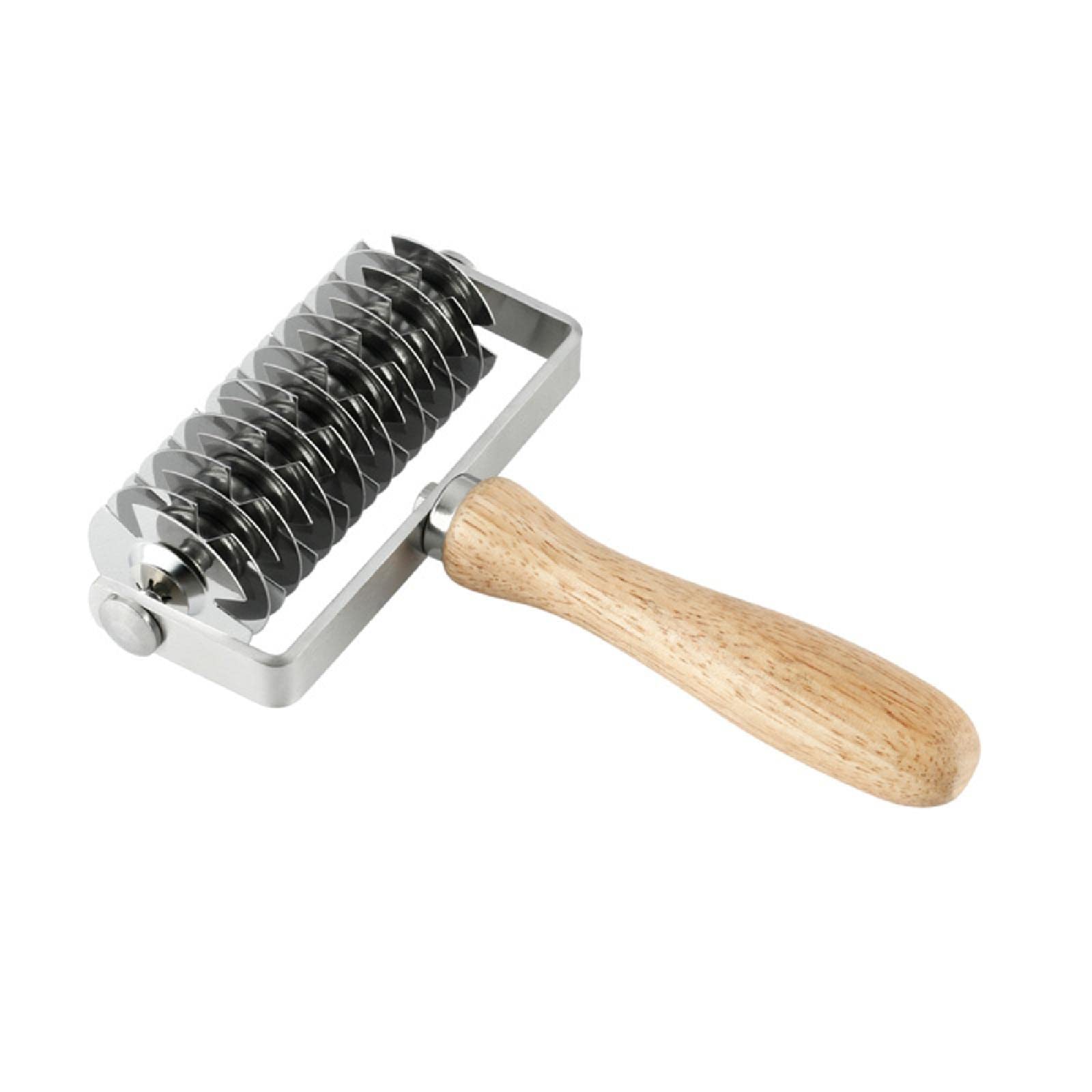 Cortador de masa de rodillo de acero inoxidable, rodillo de celosía para pizza, cortador de rodillo de celosía, mango de madera, herramienta de panadería para pastel herramienta para hornear DIY
