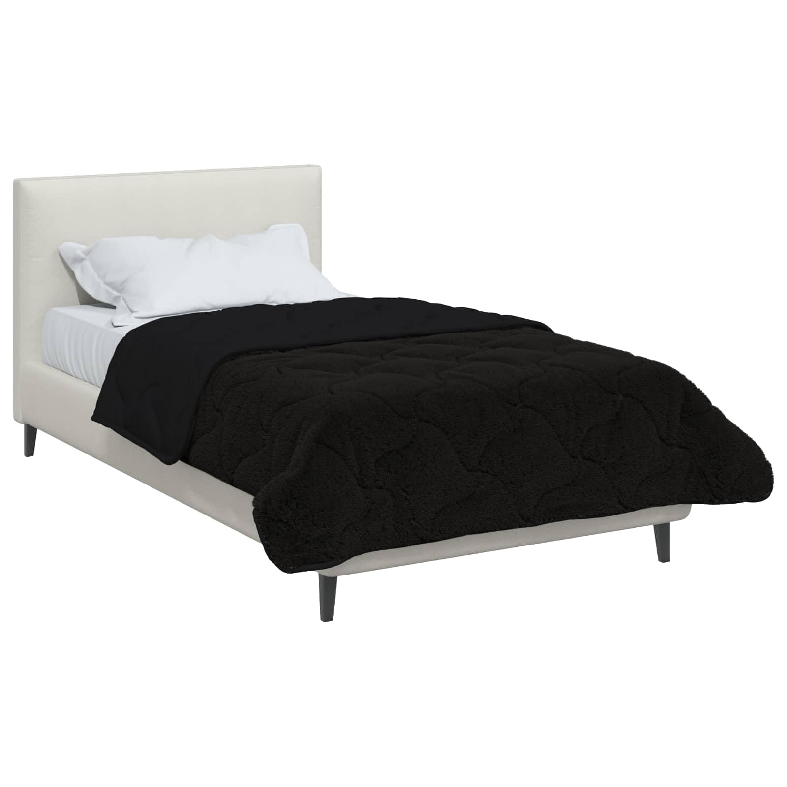 Edredón para todo el año, color negro, 135 x 220 cm, con diseño acolchado de microfibra y forro polar para una comodidad óptima, transpirable, lavable, duradera y adecuada para el dormitorio