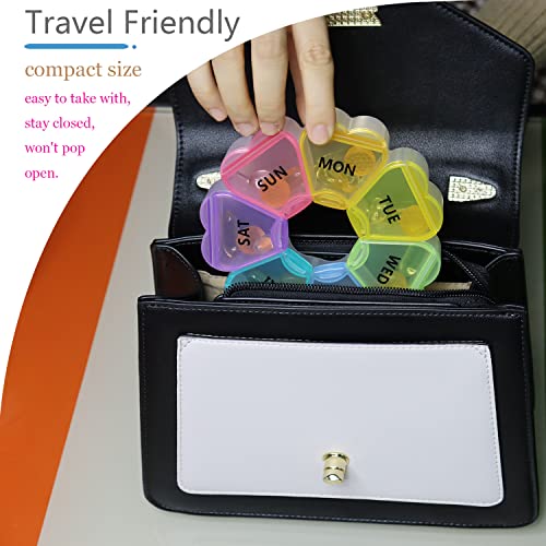 Image of MOLN HYMY Large Weekly Pill Box 7 Day, Pill Case Organizer 1 time a Day, Floral Pill Container Once Daily, Pretty Medicine Dispenser for Vitamin /Fish Oil /Medication /Supplements