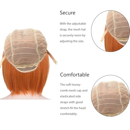 Image of Rose bud Orange Wig Bob Straight 12 Inch Short Hair Cosplay Wigs for Women Costume Party Halloween