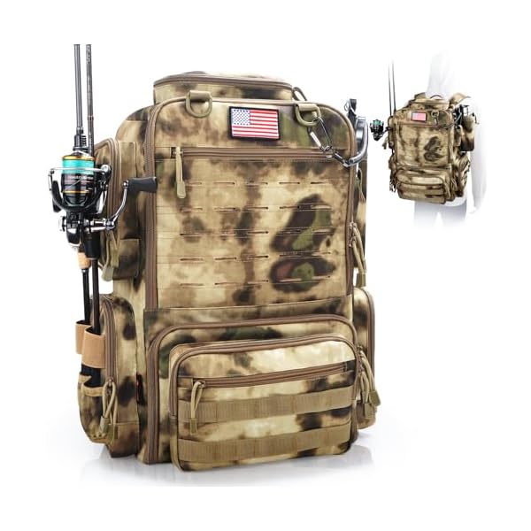 Fishing-Backpack-Fishing-Tackle-Backpack-with-Rod-Holders-for-4-Boxes-Box-Not-Included-45L-Waterproof-Fishing-Gear-Ideal-for-Men-and-Women-Large-Tackle-Box-Bag-Sahara-Khaki-Camo FunVZU Fishing Backpack, Fishing Tackle Backpack with Rod Holders for 4 Boxes (Box Not Included) 45L Waterproof Fishing Gear, Ideal for Men and Women Large Tackle Box Bag (Sahara Khaki Camo)