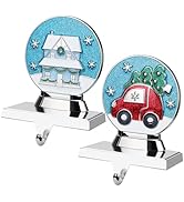 Kalolary Christmas Stocking Holders for Fireplace, 2 Crystal Ball Styles Stocking Hangers with Ho...