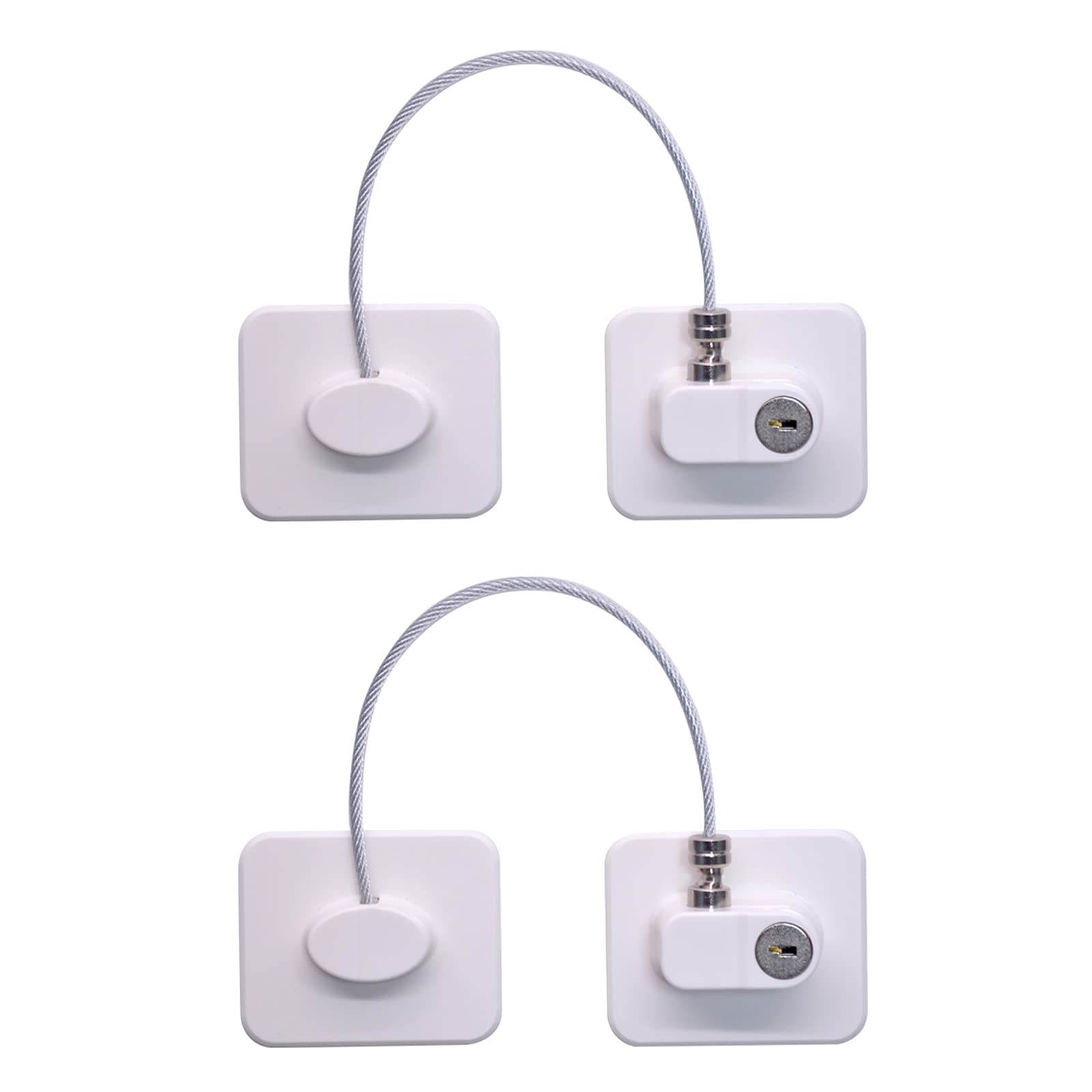 Kizzhisi White 2Pcs Fridge Lock (2 Pack),Refrigerator Lock With Keys,For Fridge, Cabinet Locks, Drawers, Dishwasher, Toilet And Child Safety Cabinet Locks, Adhesive No Drilling (White) 3M