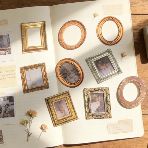 Image of 30-Pack Vintage Photo Frame Scrapbooking Paper Set, 10 Designs 3D Embossed Retro Hollow-Out Decorative Frames for Journaling, DIY Crafts & Albums