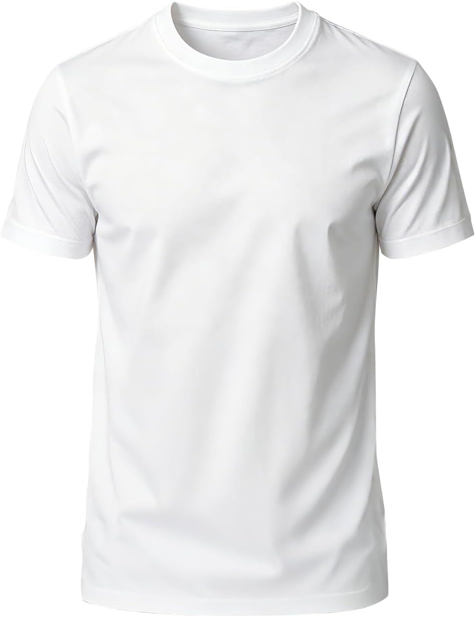Men's Cotton Crew Neck Short Sleeve T-Shirt, Classic Solid White/Black Basic Casual Tee Shirts for Daily Wear Undershirt