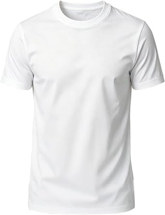 Mens Cotton Crew Neck Short Sleeve T-Shirt, Classic Solid White/Black Basic Casual Tee Shirts for Daily Wear Undershirt