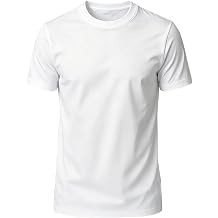 Mens Cotton Crew Neck Short Sleeve T-Shirt, Classic Solid White/Black Basic Casual Tee Shirts for Daily Wear Undershirt