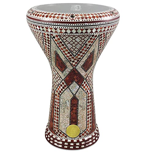 New! Gawharet El Fan Classic 17" Mother of Pearl Darbuka Drum Percussion (Magic Brown Star)