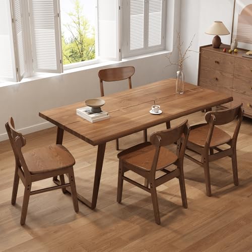 Image of AnywaysWood 4 fo Solid Wood Ladder Back Chair, Classic Backed Kitchen & Dining Room Chairs,Kitchen Chairs mid Century Dining Chair Wooden, 4 of Dining Chairs,Suitable for Offices, Dining Tables