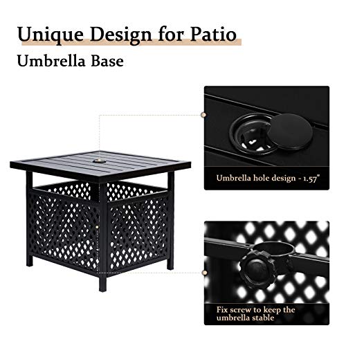 Suncrown Outdoor Patio Side Table With 1.57" Umbrella Hole, Patio Bistro Square Table, Garden Furniture Deck Pool Table #TOP1