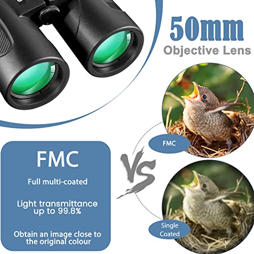 Hocerlu Fernglas Erwachsene, 10x50 FMC-Linse Leicht Ferngläser, Helle und Klare Sichtbereich, für Vgelbeobachtung… – Bild 4