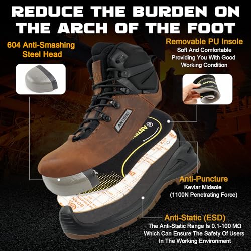 Composite Toe Boots for Men, Men's Work & Safety Footwear, Anti-Slip Waterproof Work Boots for Women, for Worker, Outdoor Activities, Hiking2