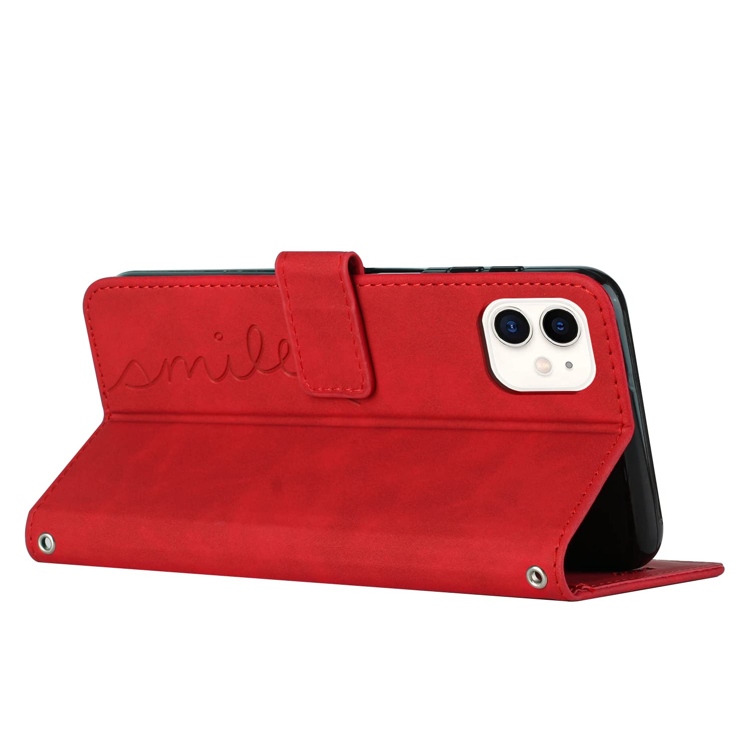 Custodia Portafoglio Per IPhone 11 6.1 In Pelle PU Rossa Con Supporto E Chiusura Magnetica - 2 Slot Carte E Portamonete