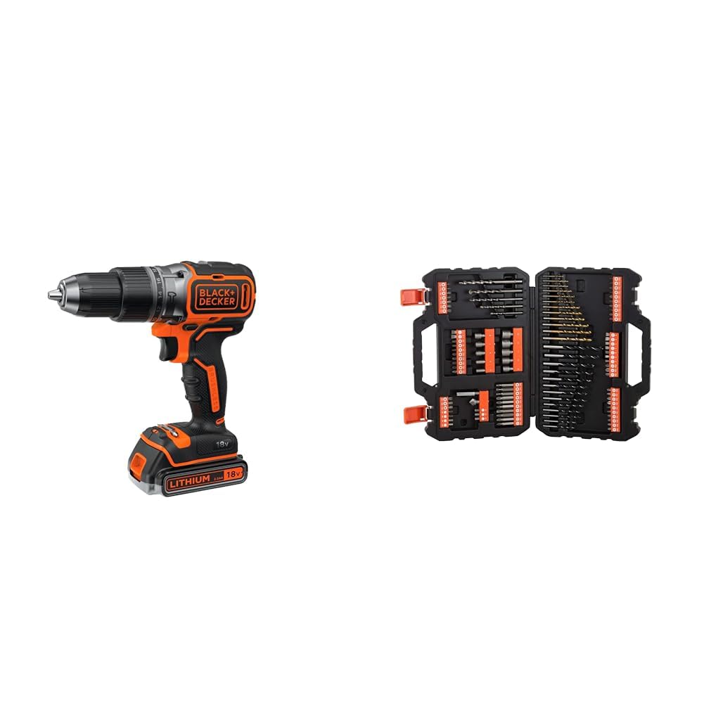 Perceuse percussion brushless BLACK+DECKER 18V double batterie 2.5Ah