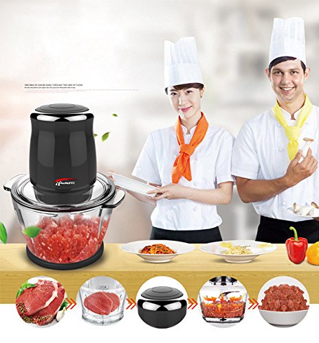 JianYaNa Premium Quality Electric Meat Grinders 220V 500W Stainless Steel Spice Grinders Used as Choppers, Mincers, Blender for Meat, Vegetables, Fruit and Spice with Black & Red Wine Choice (Black)