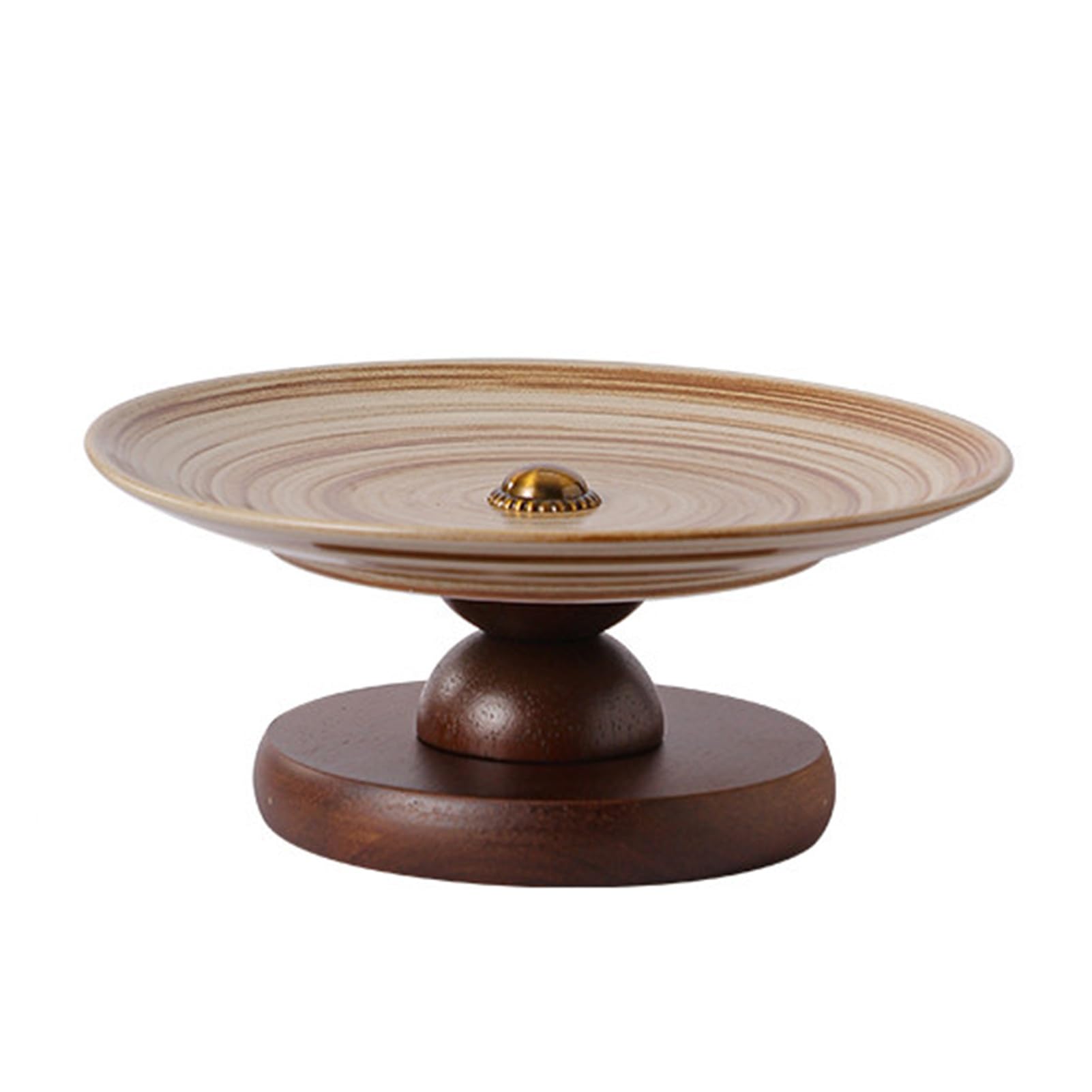 XCSDEW Solid Wood Fruit Rack,Nut Storage ,Ceramic Snack Tray,Suitable for Hotel Lobbies and Living Rooms(20x20x7.5cm)