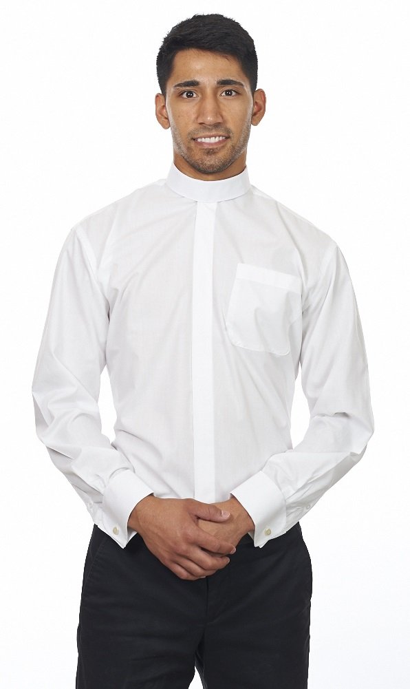 Silver Label By FHSMen's Long Sleeves Full Neckband Clergy Shirt White (Includes Collar)