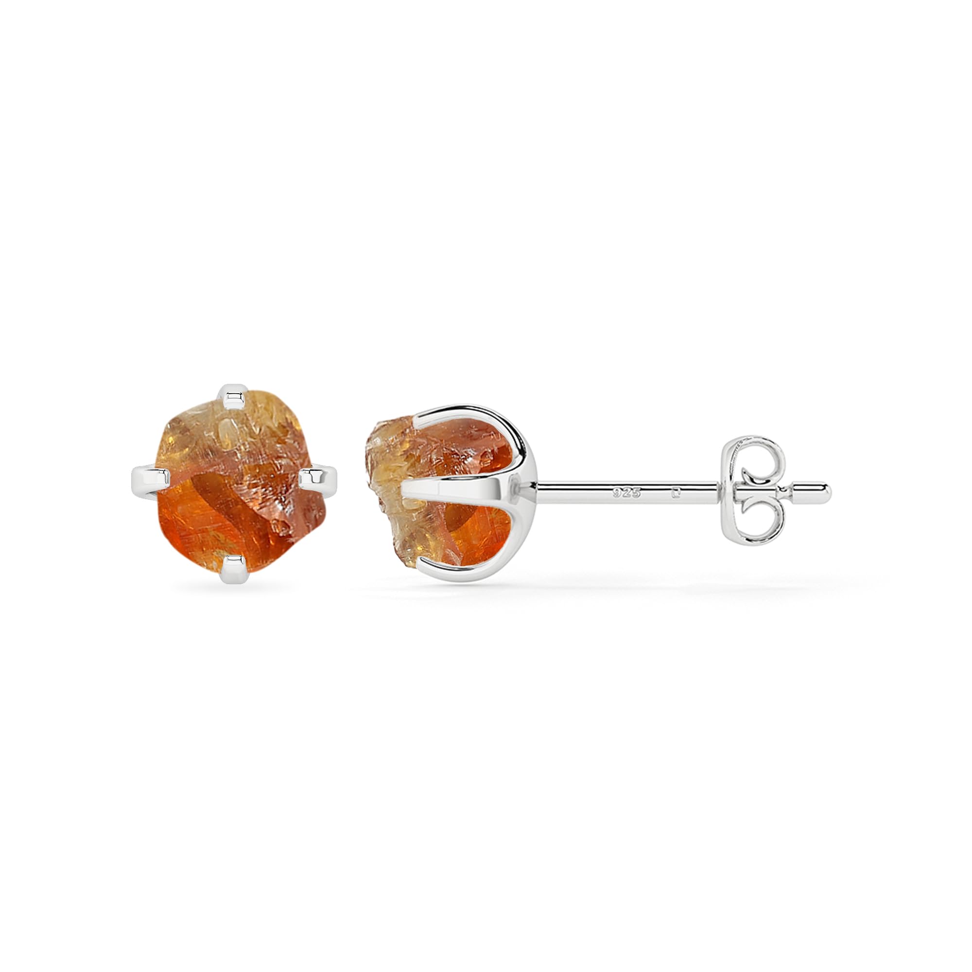 LUSTRE AND LIGHT Natural Rough Gemstones Stud Earrings for Women in Sterling Silver, Birthstone Jewelry Gifts for Her Birthday, Anniversary,
