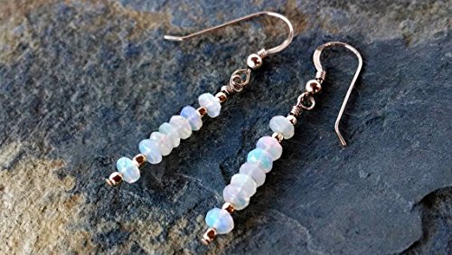 Opal earrings, gold earrings, gemstone dangle