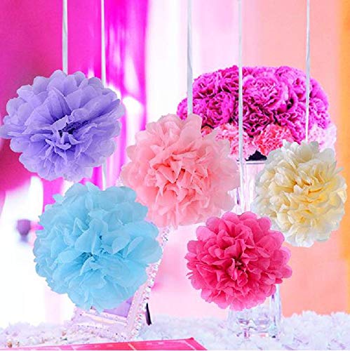 Tableclothsfactory 6 PCS Paper Tissue Wedding Birthday Party Banquet Event Festival Paper Flower Pom Pom - Gold 6 inch