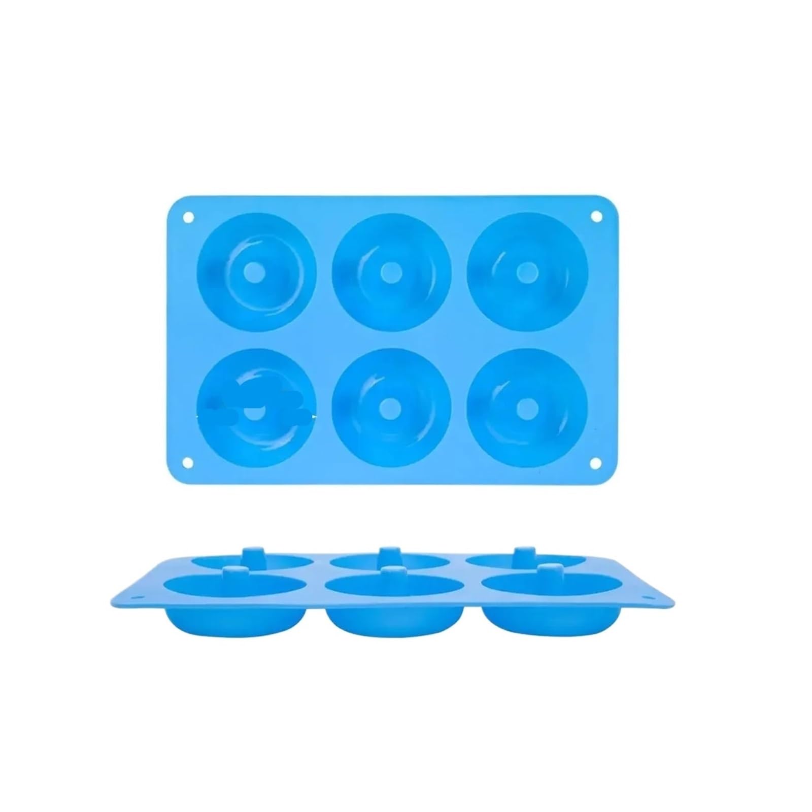 Generico 1/2 pz Stampo Ciambella In Silicone 6 Fori Da Forno Antiaderente Pasticceria Torta Al Cioccolato Dessert Attrezzature E Accessori(2Pcs Blue)