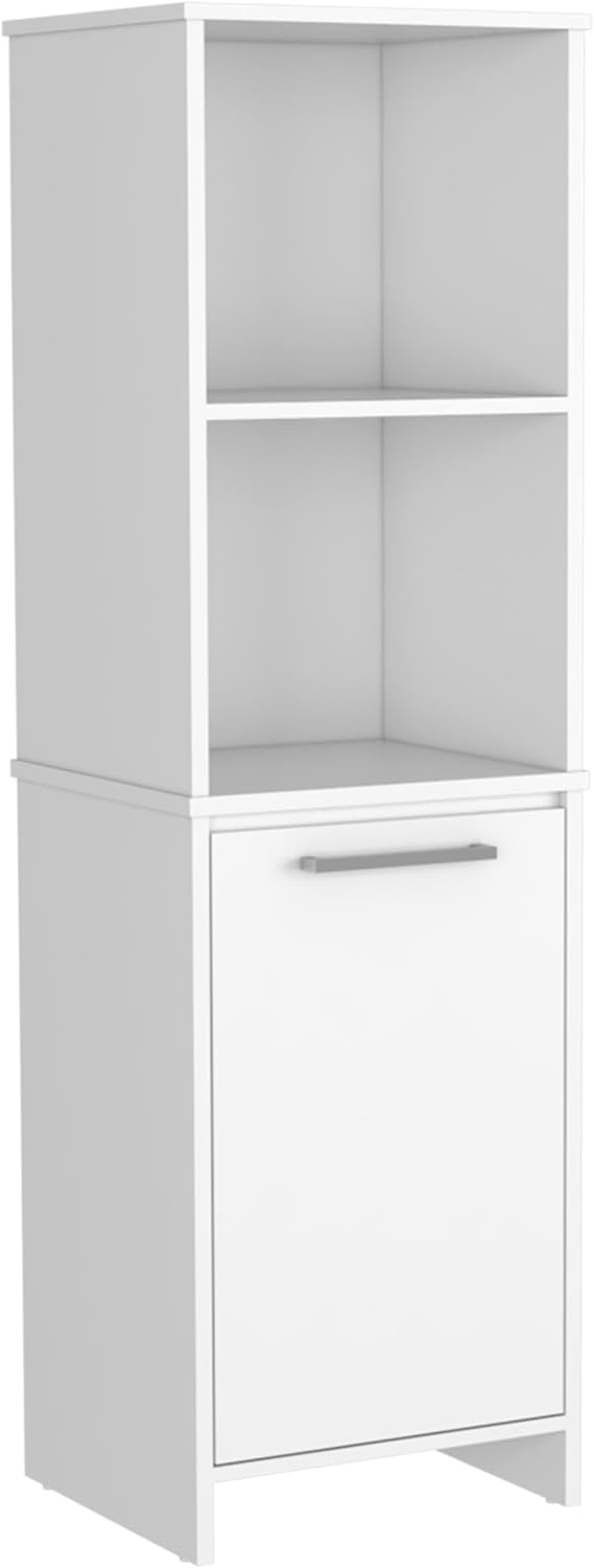 Kitchen Pantry with Two External Shelves, Single Door, Two Interior Shelves, Modern Design, Storage Solution, White, 17.7" x 15.7" x 15.7"
