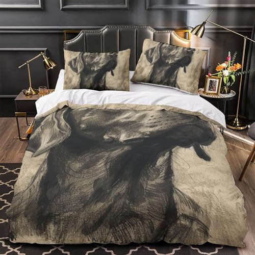 Housses de couettes chien Rowena en microfibre douce avec 2 taies 140x200cm - 4