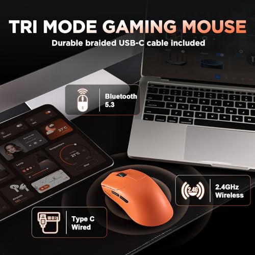 Image of Zero1 Pro Wireless Mouse,Tri-Mode Gaming Mouse, 24K DPI Orange Mouse