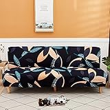 DOTBUY-SHOP Ohne Armlehne Sofahusse Stretch, Weich & Bequem Antirutsch Sofa Abdeckung Moderne Bedruckter Sofa Überzug Armloser Möbel Protector Sofabezug (120-150cm,Farbige Blätter)