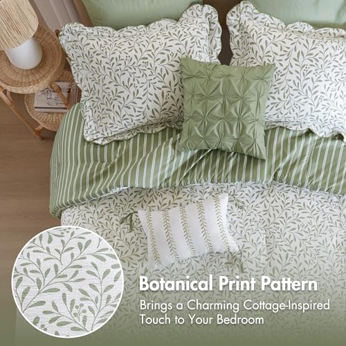 Madison Park Sage Green Floral Comforter Set King, 5PC Reversible Bed Set - image 9