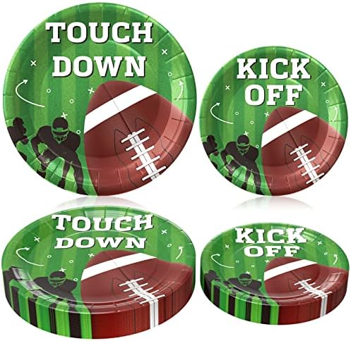 Btmooz Football Plates Party Supplies, 48 PCS Super Football Theme Decorations include Football Dinner Plates and Football Dessert Plates, Football Paper Plates for Game Day Tailgate Party
