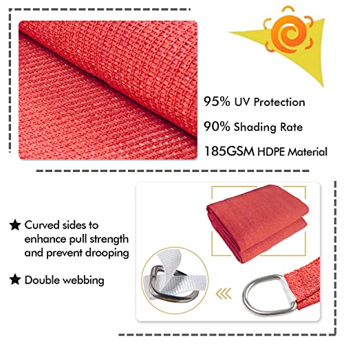 Image of KANAGAWA 12'x12' Sun Shade Sail Scarlet Curved Square