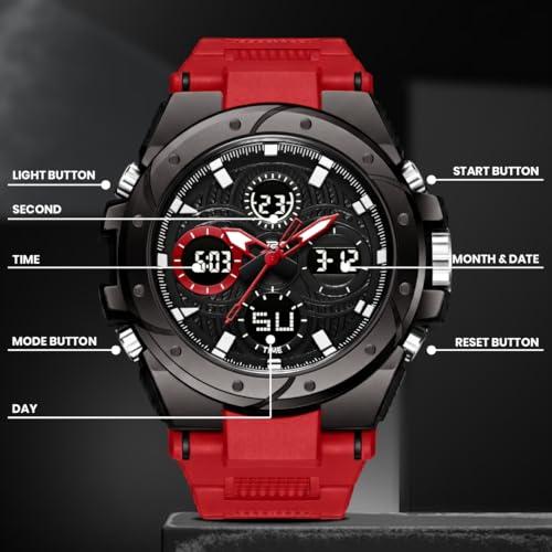 Image of V2A Stryke-VOLTRIX 5130 Analog-Digital Sports Watch for Men | Layered Dial Design | Bold Urban Performance Watch with 50M Water Resistance, Alarm, Stopwatch, Day-Date & Backlight