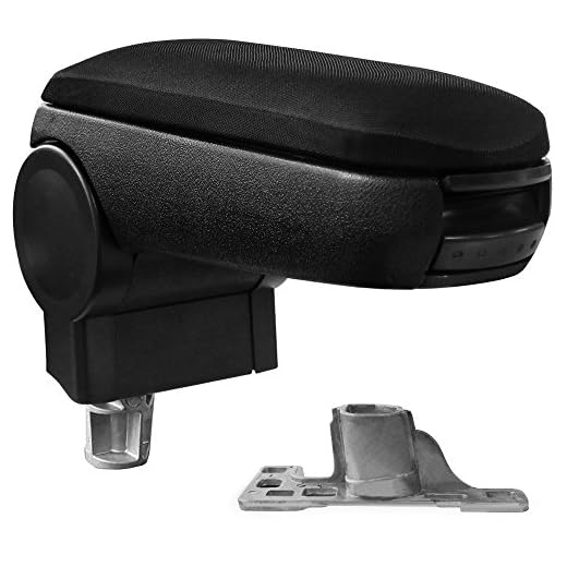 [pro.tec] Reposabrazos central – Apoyabrazos con compartimento – acolchado – tela – negro