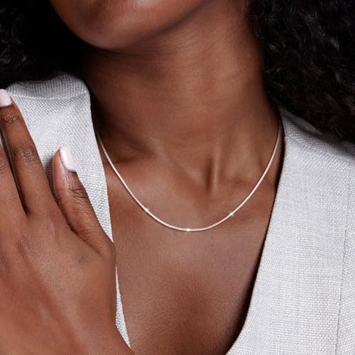 925 Sterling Silver Chain Necklace for Women Box Link Chain Necklace Simple Dainty Choker Necklace Waterproof Link Necklace Trendy Jewelry Gifts2