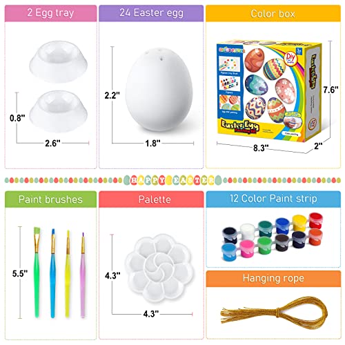 SpringFlower White Easter Eggs Painting Kit-24 Paintable Flocking Eggs with Doodle Kit for DIY Design-Hanging Flocking Eggs with Rope for Easter Decoration,Egg Hunts,Basket Stuffers & Essentials - Image 3