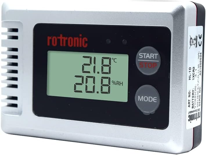 Temperature Humidity Data Logger(Range: -30 ot 70 °C) for Pharmaceuticals, Warehouse, Food Industries, Cargos, Blood Banks Model: Rotronic HL-1D