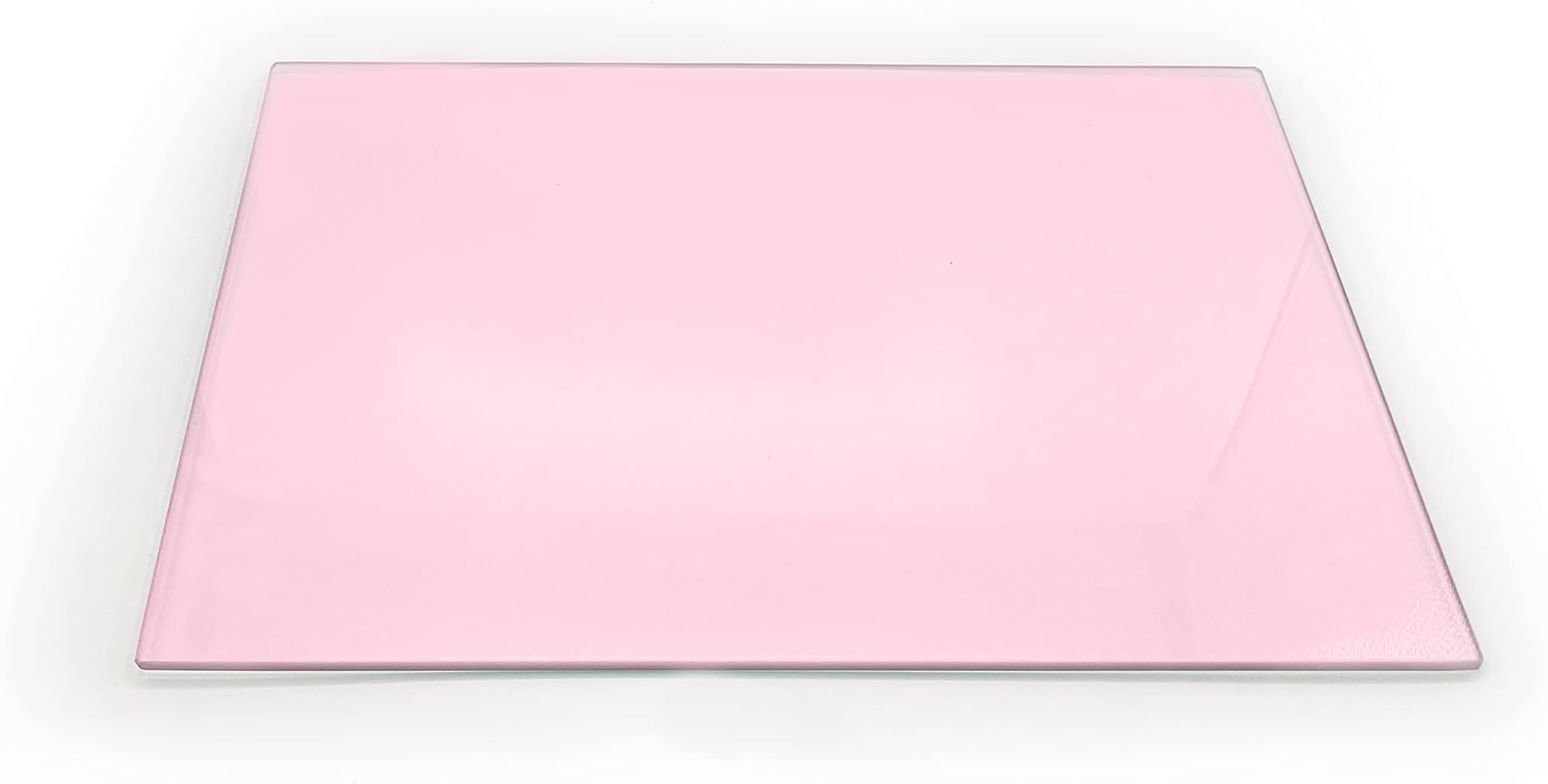 Clear Glass Chopping Board with Pastel Pink Print - Size 40cm x 30cm - Non Slip Glass Worktop Savers for Kitchen - Great Worktop Protector for Any Food prep