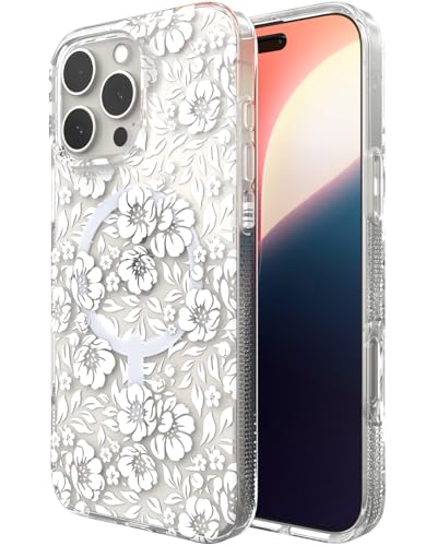 Coque iPhone 16 Pro Max robuste fleurie pour éviter les bris d'écran et jaunissement