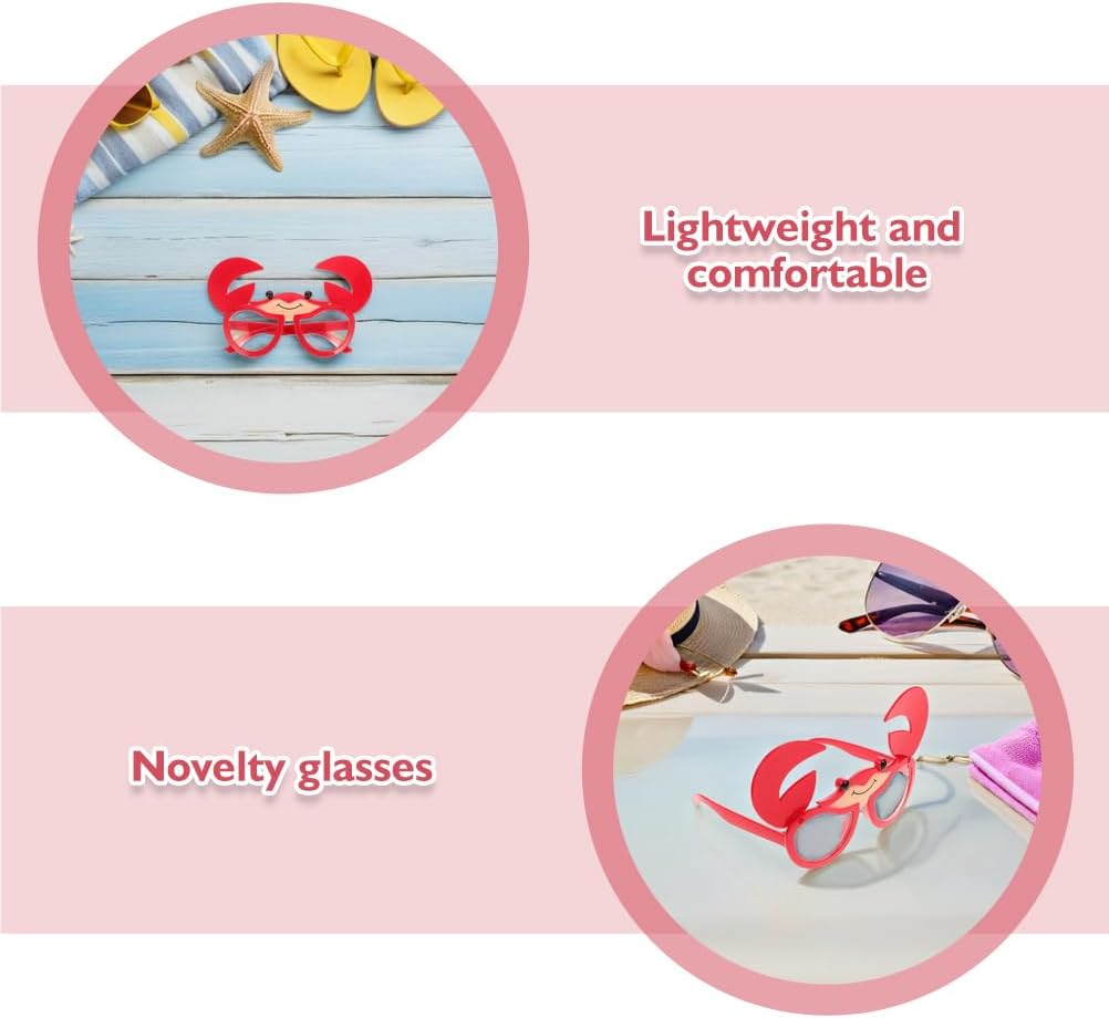 LUOZZY 12 Pcs Crab Shaped Sunglasses Funny Tropical Party Eyewear for Luau Beach Vacation Photo Props Adults
