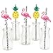 Flamingo Paper Straw Decor - Party Like a Pineapple - Striped Decorative Straws - Set of 24