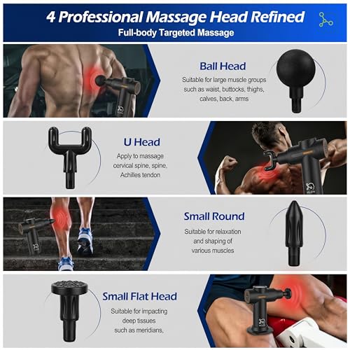 Image of KLEN Body Massager Machine for Pain Relief Handheld USB Rechargeable Gun | Electric Massager Deep Tissue Muscle Recovery Vibrating Machine Ideal Gift for Men, Women, Gym & Home with 6 Adjustable Speed