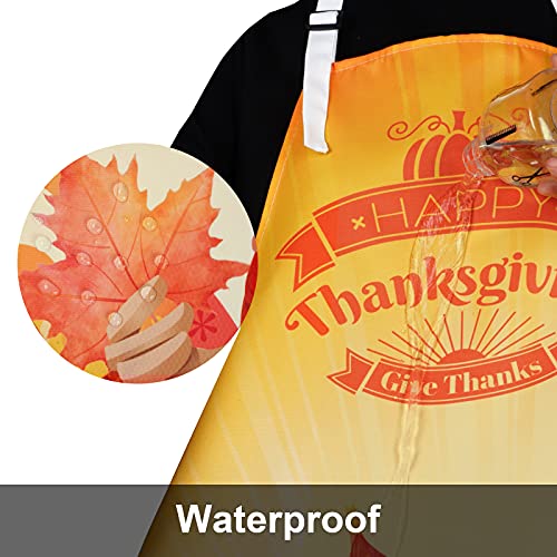 Claswcalor Thanksgiving Apron Turkey Apron Autumn Harvest Cooking Apron Fruit Pumpkin Maple Leaves Baking Apron, Waterproof Adjustable Apron For Holiday, Party, Gift #TOP2