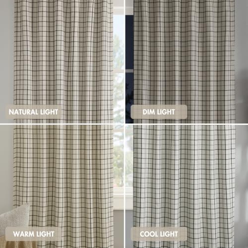 Image of Madison Park Plaid Window Curtain Thermal Insulated, 1 Panel, Black, 50 inch W x 84 inch L (Pack of 4)