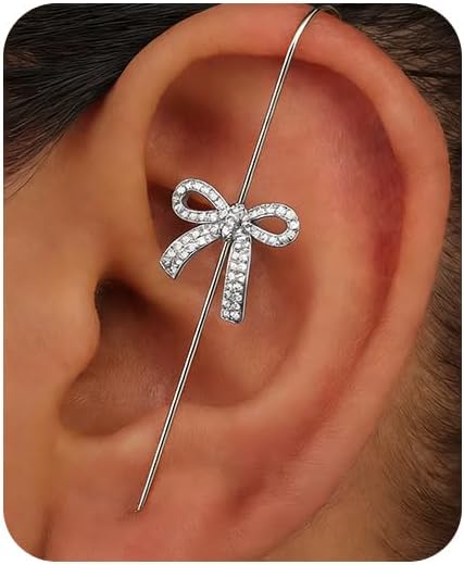 Hook Earrings for Women Ear Crawler Earring Boho Ear Cuffs & Wrap Earrings Helix Hook Earring Silver Tone Helix Earrings Earring Trendy Jewelry