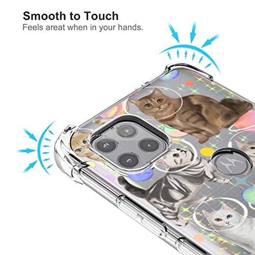 Glorianguyen Designed For Moto One 5G Ace 2021/Motorola G 5G Case, Cute Space Cat Cartoon Animal Print Stylish Pattern For Moto Case Women Girls, Soft Tpu Anti-Shock Case For Moto #TOP4